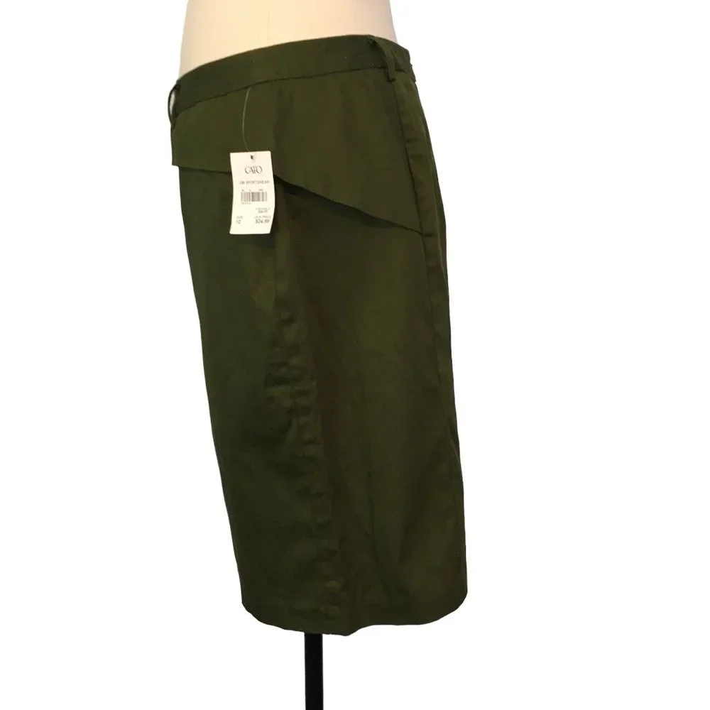 Cato Womens Army Green Midi Straight Short Skirt,‎ size 12, NWT